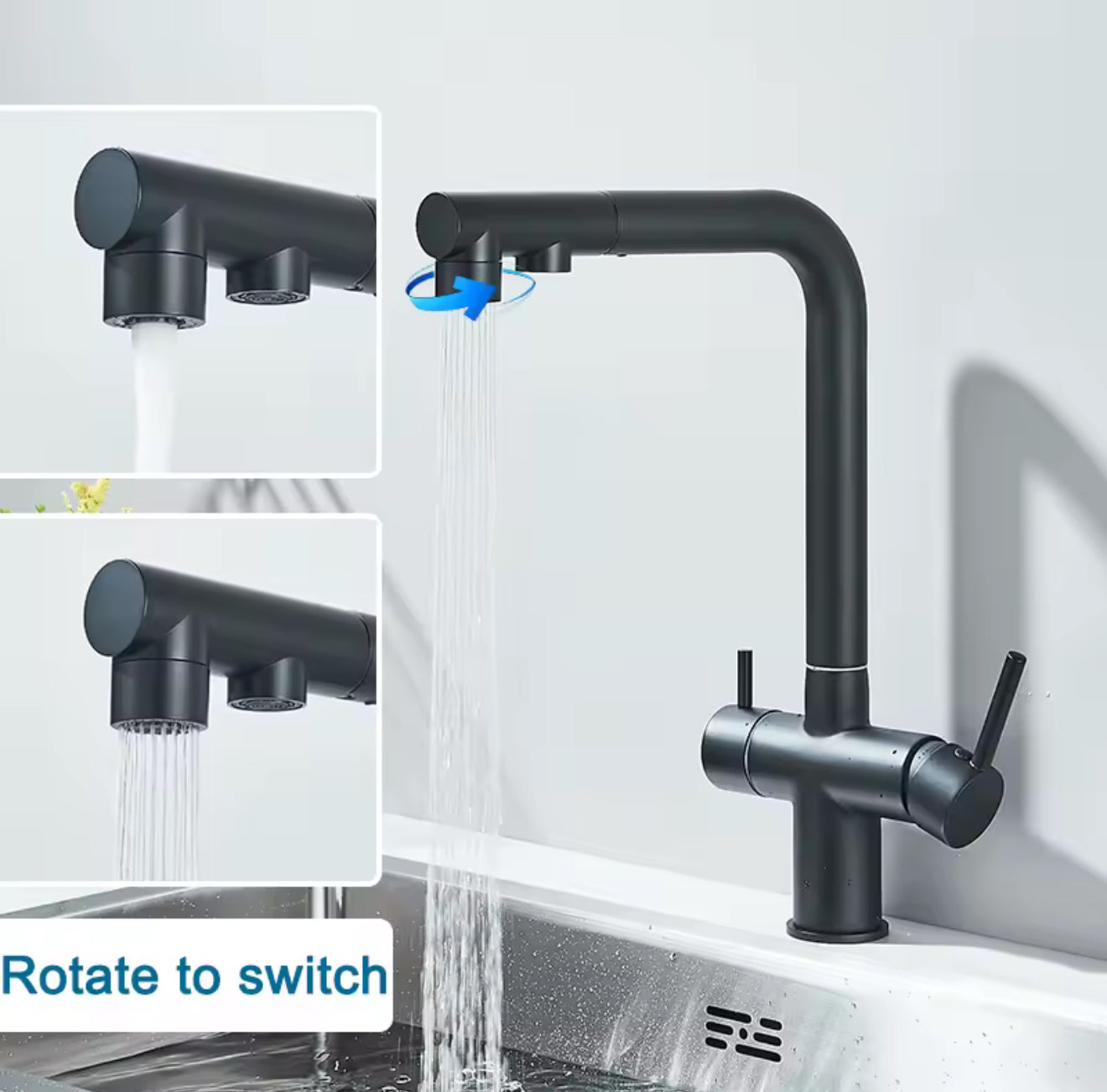 Maxi - enkele keukenkraan regendouche functie