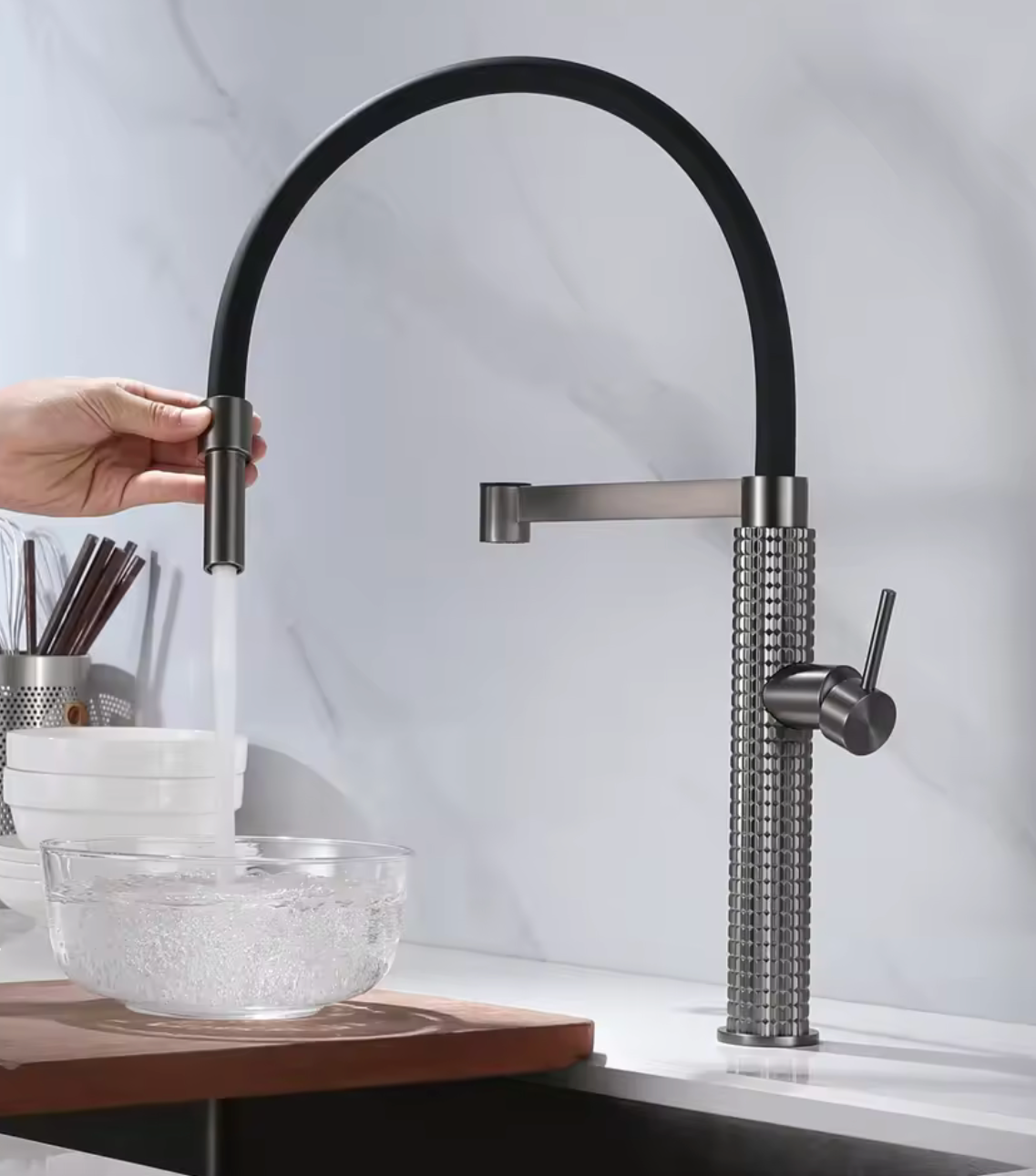 Julia RVS Donker grijze keukenkraan serial430